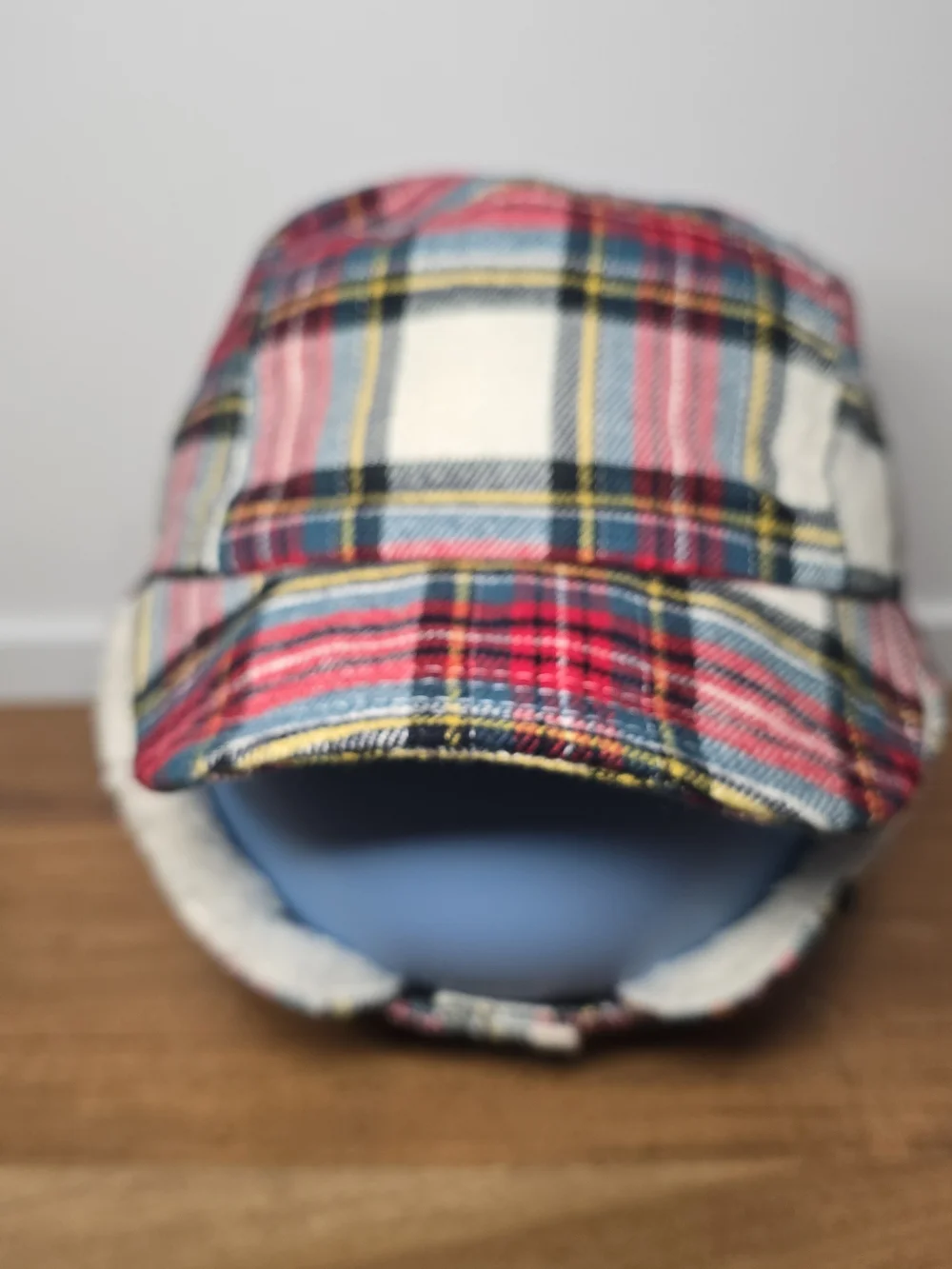 GapKids Plaid Winter Trapper/ Aviator Style Hat - Red & White